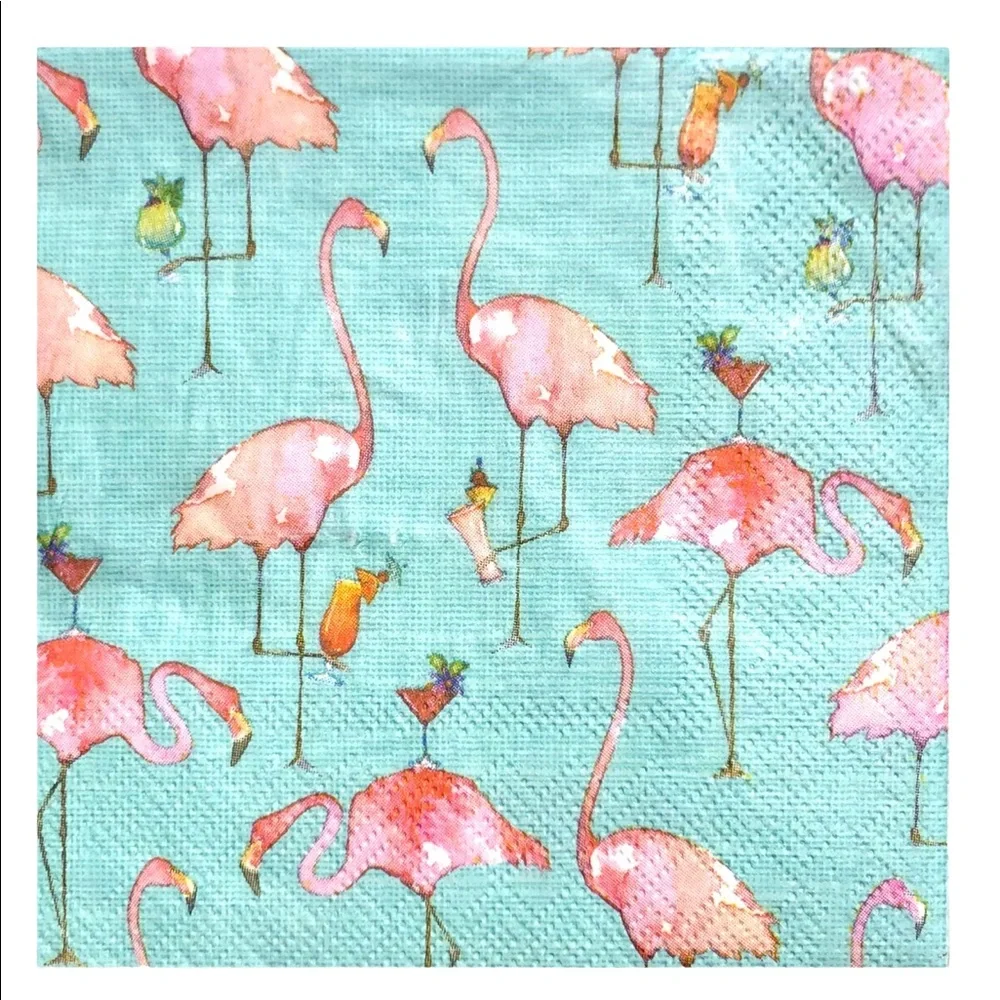 Molly & Rex Pink Flamingo Cocktails Beverage Paper Napkins (25567), 40 ct